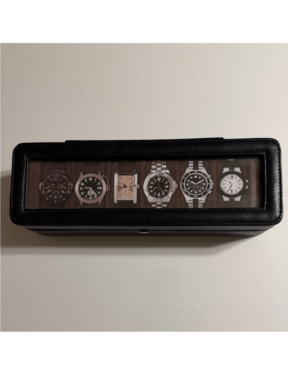 Berkshire. Men's Black Faux Leather Watch Storage Case - Holds 6 Watches. NWOT